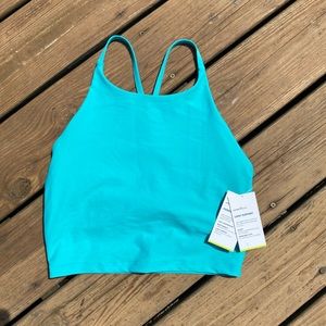 Teal built in bra workout crop top